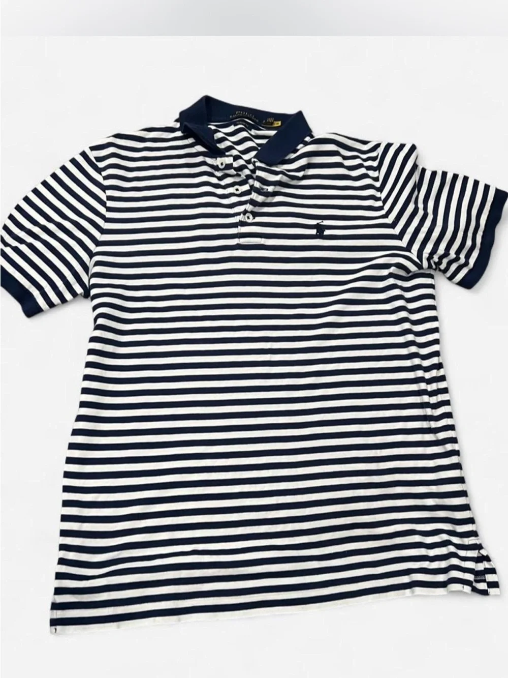 Polo Ralph Lauren navy and white striped polo shirt